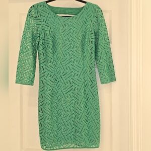 Lilly Pulitzer Camillia Green And Silver Lace Dress